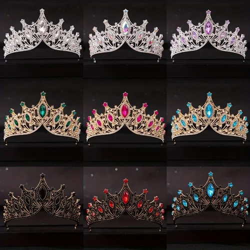 Baroque Crystal Tiaras And Crown Rhinestone Prom Diadem Headband For Women Bridal Wedding Hair Accessories Jewelry Crown Tiara