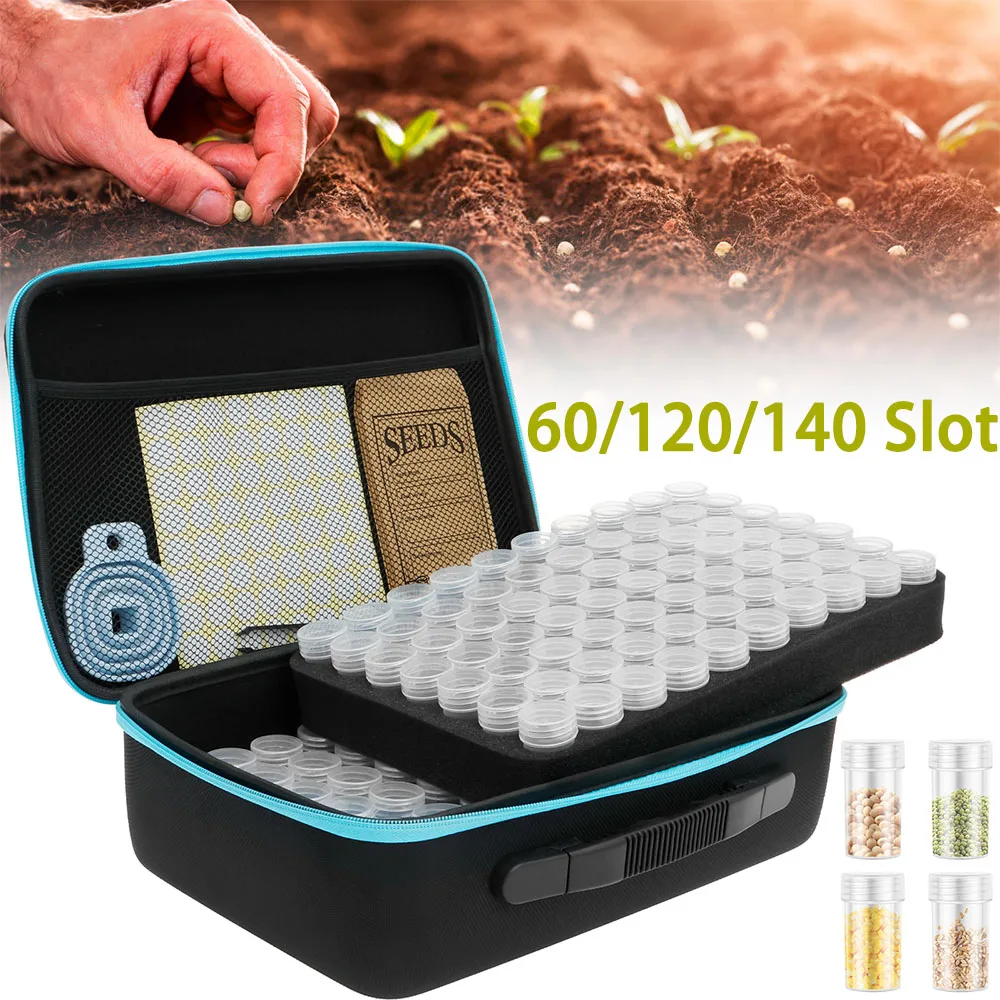 60/120/140 Fächer Samen-Aufbewahrungsbox, tragbar, durchsichtiger Samen-Organizer, Sortier-Samen-Aufbewahrungsbox mit Pinzette, Trichter und Aufkleber Image