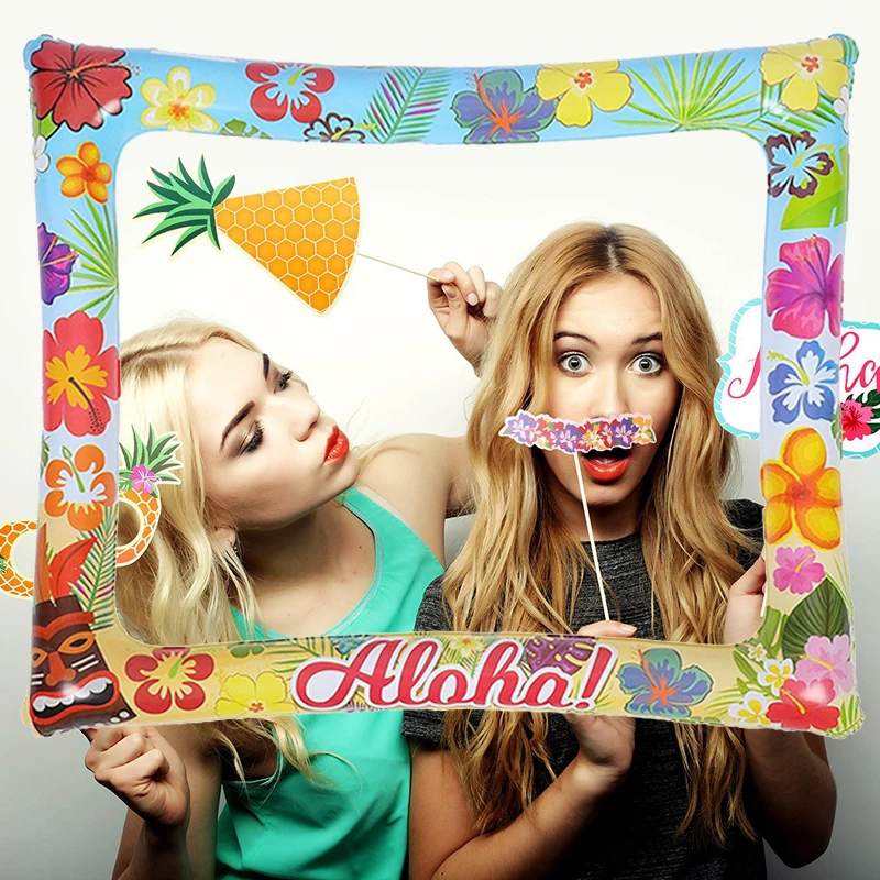 Hawaiianische Geburtstagsparty-Dekoration, Fotokabinen-Requisiten, Banner, Kuchendeckel, tropischer Sommer, Flamingo, Luau Aloha, Party-Dekoration Image