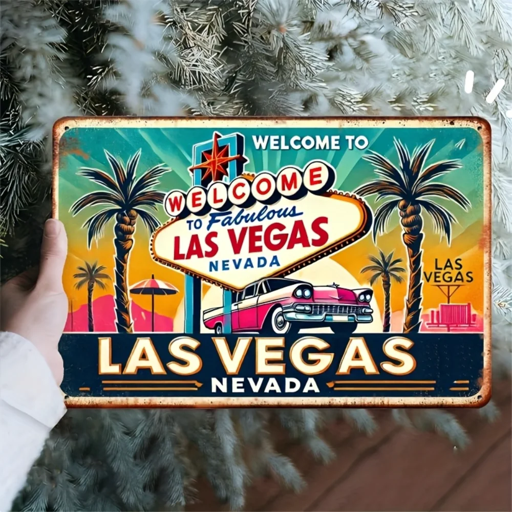 Klassisches VegasDecor Las Vegas Eisenschild – Retro-Neonkunst – Schlafzimmer/Bar/Hotel – perfektes Casino-Geschenk Image
