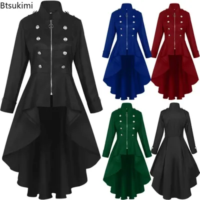 Damen Steampunk Mittelalter Jacke Viktorianisch Gothic Knopf Spitze Korsett Kleid Mittelalter Image