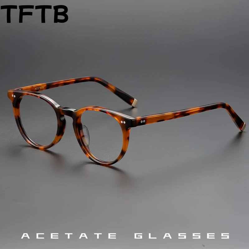 TFTB Luxus Acetat Retro Runde Männer Brillen Mode Ultraleicht Neue Kleine Größe Optische Brillen Rahmen Frauen 135mm Image