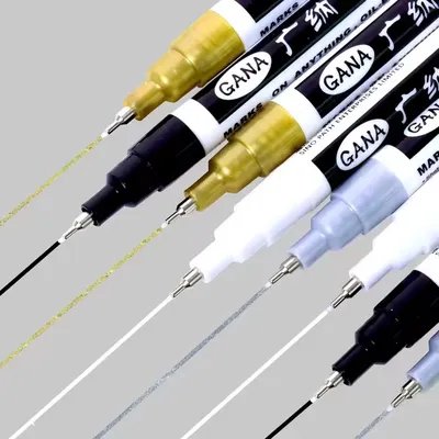 4/12pcs DIY Reflective Paint Marker Pens Set Permanent Metallic Gold & Silver Touch up School Model Painting Supplies