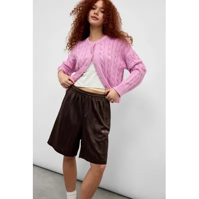 iets frans. Shadow Stripe Tricot Shorts - Brown XS at Urban Outfitters