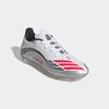 Fußballschuh ADIDAS PERFORMANCE "F50 MESSI LEAGUE FG/MG", Gr. 41, cloud weiß, lucid rot, silber metallic, Synthetik, sportlich, Schuhe, geeignet für Rasen- und Kunstrasenplätze