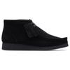 Schnürboots CLARKS "Wallabee", Herren, Gr. 43, schwarz, Veloursleder, casual, Schuhe, Desert Boots, High Top Sneaker mit Wechselfußbett