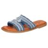 Pantolette MUSTANG SHOES, Damen, Gr. 36, blau (jeansblau), Textil, modisch, Schuhe, Flats, Sandale im Jeans-Look mit Strass-Steinchen verziert