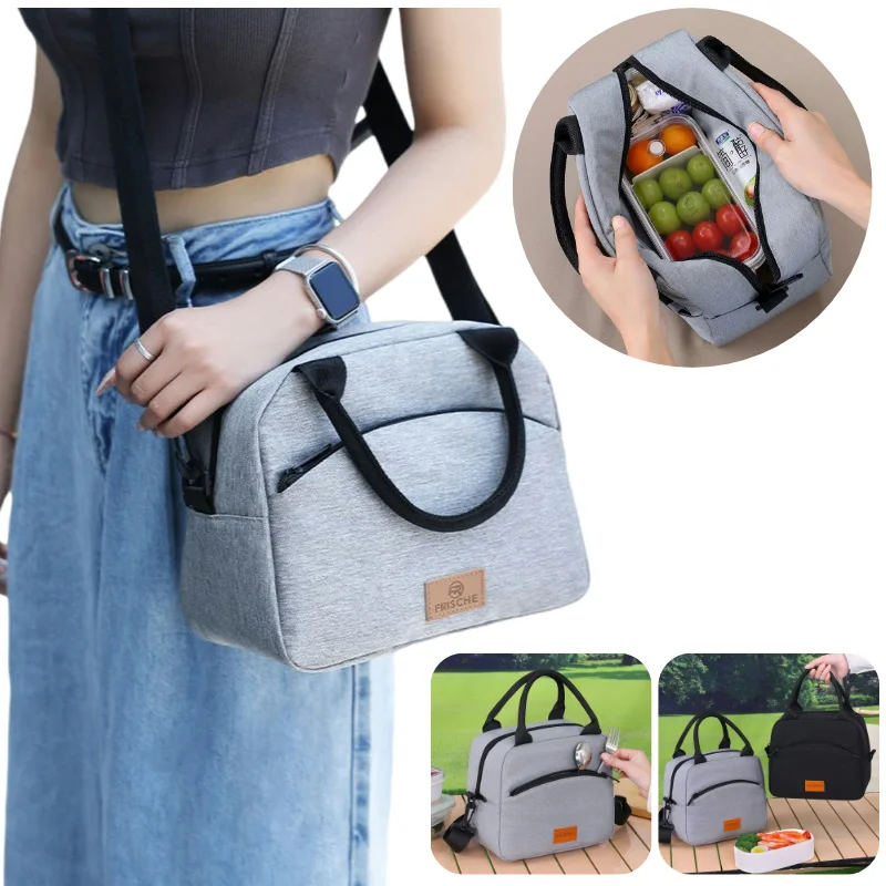 Einfache wasserdichte Thermo-Lunch-Tasche, ölbeständig, isoliert, Picknick-Bento-Box, Outdoor, Camping, Picknick, Büro, Mahlzeit, zum Tragen von Lebensmitteln Image