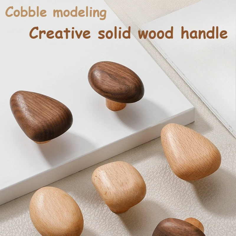 Nordic Kinder Holz Schrank Griffe Kreative Cartoon Kiesel Schublade Zieht Natürliche Holz Knöpfe für Kinderzimmer Kleiderschrank