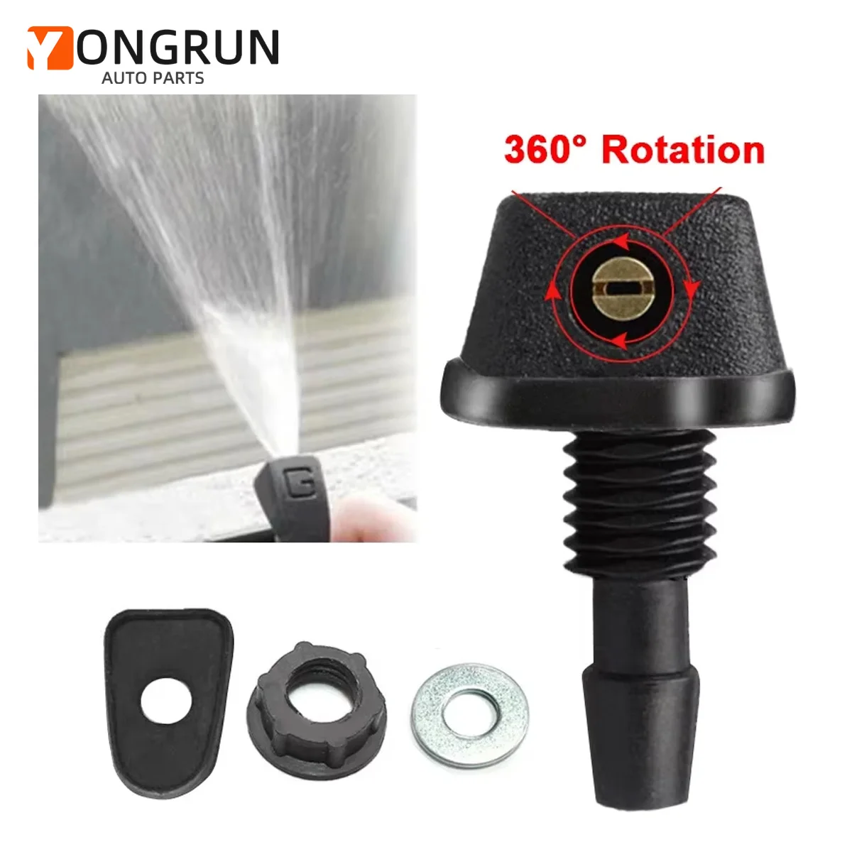 2 stücke Frontscheibe Wischer Reiniger Auto Scheibenwaschanlage Düse Kann 360 Grad Drehen Frontscheibe Wischer Reiniger Image