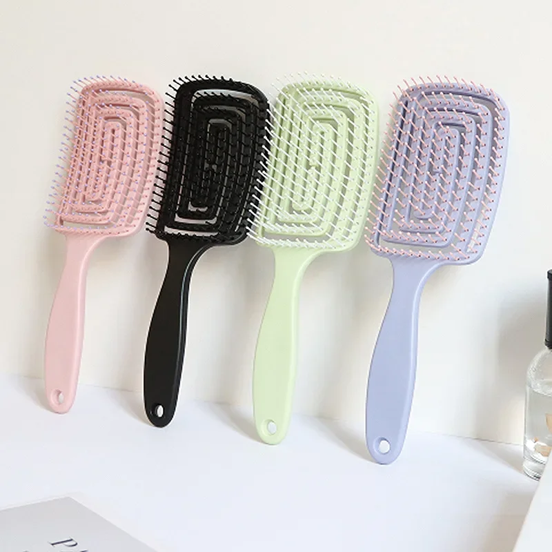 1pc Hohl Elastische Massage Haar Kamm Hohl Nass Lockiges Haar Pinsel Haar Kamm Salon Haar Styling Werkzeug Spezielle für Echt haar Perücken