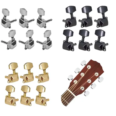 6Pcs Gitarre String Tuning Pegs Tuner Semi-geschlossen Tuner Mechaniken für Akustische Gitarre Tuner Mechanik Knopf 3 links 3 Rechts