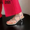 FEDONAS Sandalen Sexy High Heel Schuhe Frauen 2025, Trend Slim Party Hochzeit Schuhe Silber Schwarz