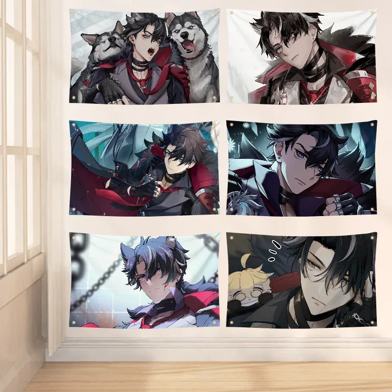 1pc Spiel Genshin Wriothesley Flagge Werkstatt Flaggen Raum dekor Flagge Außen dekorationen Flaggen für Räume vier Loch Flagge Image