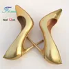Europa und Amerika 8CM 10CM 12CM Gold Flacher Mund High Heels Plus Größe 46 Spitz Damen Pumps Party Bankett Kleid Schuhe