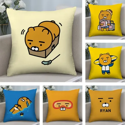 Niedlicher R_Ryan K-Kakao-Kissenbezug aus Plüschstoff, weicher doppelseitiger Druck, Sofa-Kissenbezug, Überwurf-Kissenbezüge Image