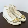 Designer Gold Toe Canvas Paar Schuhe Vielseitig Beige Schnürung Knöchel Damen Freizeitschuhe