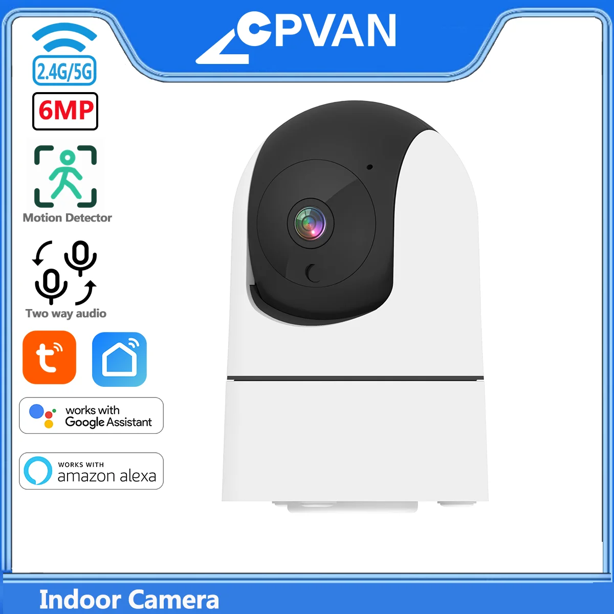 CPVAN Smart Tuya Indoor Kamera drahtlose WIFI 2,4G/5G Zwei-wege Audio Menschlichen Erkennung 6MP Monitor home Security Überwachung Kamera Image