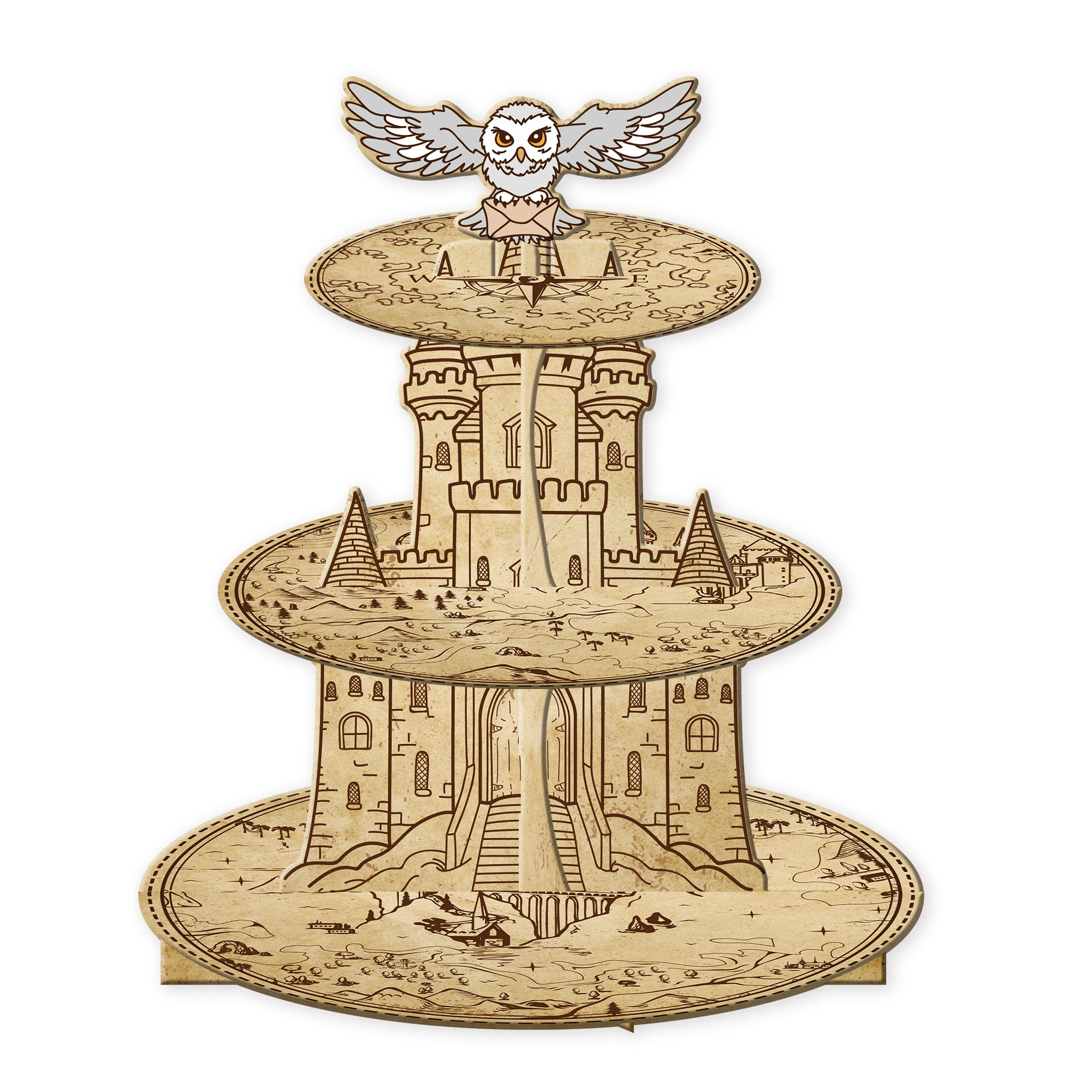 3-stufiger magischer Zauberer Cupcake-Ständer Zauberer Geburtstagsparty-Kuchenständer Halloween Schulparty Zauberer Geburtstagsparty-Zubehör Image