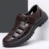 Sommersandalen für Herren, luxuriöse Leder-Freizeitschuhe, 2025, bequeme Outdoor-Mode-Sandalen, weicher Boden, rutschfeste, atmungsaktive Schuhe