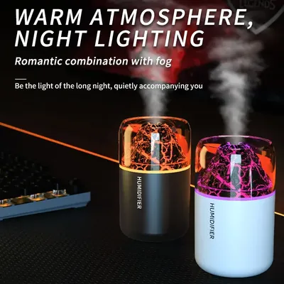 Mini Humidifier Air Purifier 180ML USB Aroma Essential Oil Diffuser Creative Volcano Color Light