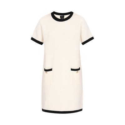 Dreimaster Kleid Frauen cremeweiß schwarz