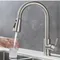Robinet de cuisine noir, mitigeur d'évier de cuisine extractible, tête de pulvérisation en nickel brossé, robinet d'eau de cuisine chromé