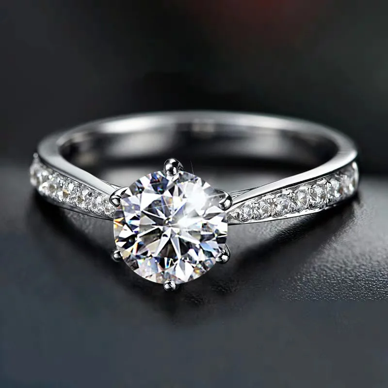 Anelli di fidanzamento regolabili in argento sterling 925 con zirconi per le donne, gioielli eleganti da sposa, accessori da donna