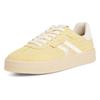 Plateausneaker TAMARIS, Damen, Gr. 36, gelb (hellgelb), Veloursleder, Glattleder, kontrastfarbene Details, Fischgratmuster, sportlich, Schuhe, Freizeitschuh, Halbschuh, Schnürschuh mit gepolstertem Schaftrand