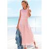 Spitzenkleid BUFFALO, Damen, Gr. 34, N-Gr, lila (mauve), Web, Obermaterial: 100% Baumwolle. Futter: 100% Viskose, unifarben, modisch, figurumspielend knöchelfrei, Rundhals, ohne Ärmel, Kleider, in Maxilänge, modische Lochstickerei, elegant, Topseller