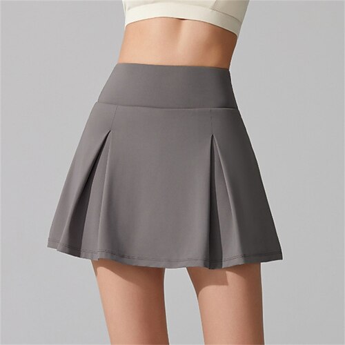 Damen Einfarbig Lässiger Rock Tennisröcke Tennisröcke mit Shorts Hohe Elastizität Feuchtigkeitsableitend Tennis Golfspiel Pickleball Schwarz Weiß Blau Tennisbekleidung Image