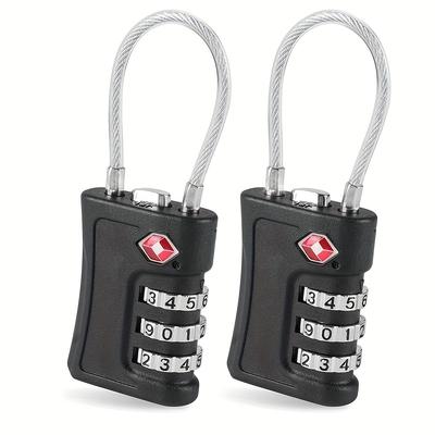 TEMU [2 Pack] Tsa Luggage Locks, Tsa Combination Padlocks, 3-digit Security Suitcase Locks, Luggage Code Locks With Flexible Cable For Travel Baggage Suitcases Backpack Image