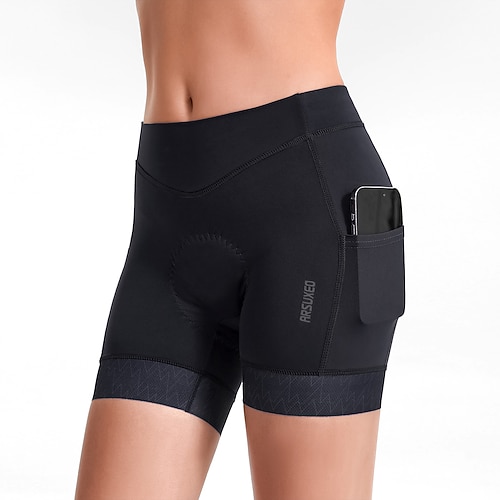 Arsuxeo Damen Radsport-Radhose: Fahrradunterwäsche-Shorts Fahrradhose Fahhrad Shorts Strumpfhosen Formpassend Mountainbike MTB Straßenradsport Sport Reflektierende Streifen Schweißableitend Bequem Image