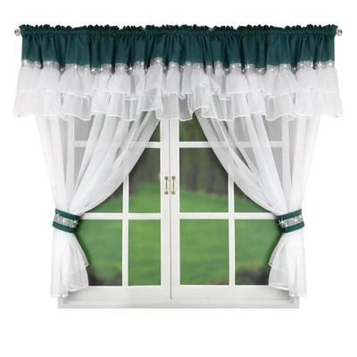 TEMU Elegant Sheer Curtains With Integrated Valance & Double Ruffle Trim, 1 Panel, 400x150cm, Light & , Living Room & Bedroom Image