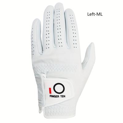 TEMU Finger Ten Men's Right-handed Golf Glove, Cabretta Leather, Soft, , Breathable, Lightweight, Flexible, With Hook-and-loop Closure, For Touring, 1pc Set, Golf Accessorie Image