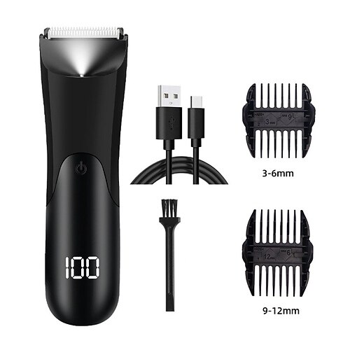 Männer Elektrischer Körperhaarschneider mit Keramikklinge – Nass- und Trockenrasierer für die Leiste mit 2 Schutzaufsätzen Valentinstagsgeschenk Image