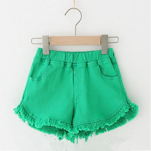 Kinder Mädchen Kurze Hose Einfarbig Streetwear Outdoor Ab 4 Jahren Sommer Schwarz Weiß Gelb Image