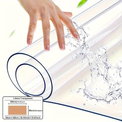 TEMU 1pc Luxury Transparent Tablecloth - 1.0mm Thick Pvc, Scratch & Heat Resistant, Protective Film For Dining & Coffee Tables - Ideal For Home, Office, Hotel Use - Elegant Square Design, Tablecloth Image
