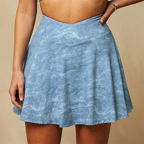 Damen Grafik Lässiger Rock Tennisröcke Tennisröcke mit Shorts Geschichtet Breiter Bund Schnelltrocknend Antimikrobiell Atmungsaktiv Tennis Golfspiel Pickleball Hellblau Tennisbekleidung Image