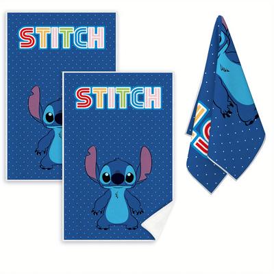 TEMU 2pcs Stitch Kitchen Towels, Character Pattern Hand Towel Set, Absorbent Soft Tea Towels, Quick-dry Tableware Cloth, Cleaning Supplies, Kitchen Decor, Hostess Gift. Image