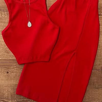 TEMU Women's Spring Casual Sexy Ribbed Fabric Solid Color Sleeveless Top Vest & Skirt 2pcs Set Image