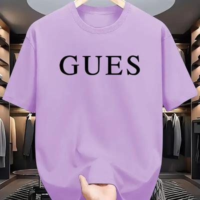 "TEMU [casual Chic] " " Print T-shirt For Men & Women - Casual Crew Neck, Short Sleeve, Comfortable Fit, Machine Washable - Versatile Summer Knit Tee, Allseasons Tshirt|urban Style Top|glossy Textur" Image