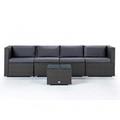 Set di divani da giardino 4 posti in rattan sintetico grigio