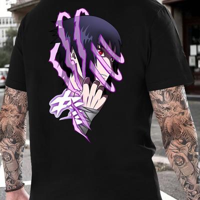 TEMU Men's Anime Graphic T-shirt - Soft Round Neck Short Sleeve Tee With Vibrant Character Design, Regular Fit For Spring/summer Outdoor Activities & Casual Attire, Shirt, Anime T Shirt Image