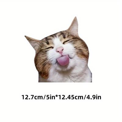 TEMU Cat Vinyl Sticker - Self-adhesive Glossy Decal For Cars, Laptops, Luggage & Skateboards - Durable Cartoon Design, Fits Plastic/wood/glass/metal - Cute Irregular Shape Decoration Image