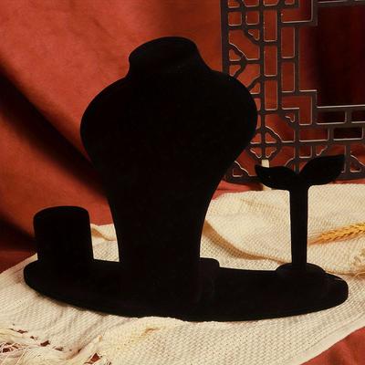 TEMU 1set Necklace Display Stand, Plush Fabric Mannequin Necklace Holder, Earring Display Stand, Jewelry Set Prop Accessories Stand, Jewelry Towers Image