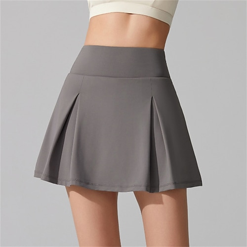 Damen Einfarbig Lässiger Rock Tennisröcke Tennisröcke mit Shorts Hohe Elastizität Feuchtigkeitsableitend Tennis Golfspiel Pickleball Schwarz Weiß Blau Tennisbekleidung Image