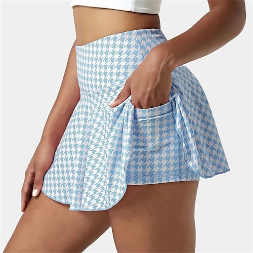 Damen Kariert / Gingham Lässiger Rock Tennisröcke Tennisröcke mit Shorts Breiter Bund Feuchtigkeitsableitend Atmungsaktiv Tennis Pickleball Laufen Rosa Hellblau Tennisbekleidung Image