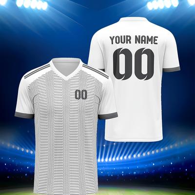 TEMU 1pc Personalized Mineiro Soccer Jersey - V-neck, Breathable Knit Polyester, All-, Custom Name & Number, Regular Fit For Adults - Ideal For Sports, Casual Wear, Parties & Outdoor Activities Image