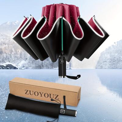 TEMU Large Portable Umbrella Upgrade 10 Ribs (3+2 Ribs), Automatic Windbreak Umbrella, Rain And Sun Reverse Umbrella, Inverted Umbrella Windbreak, Sturdy Image